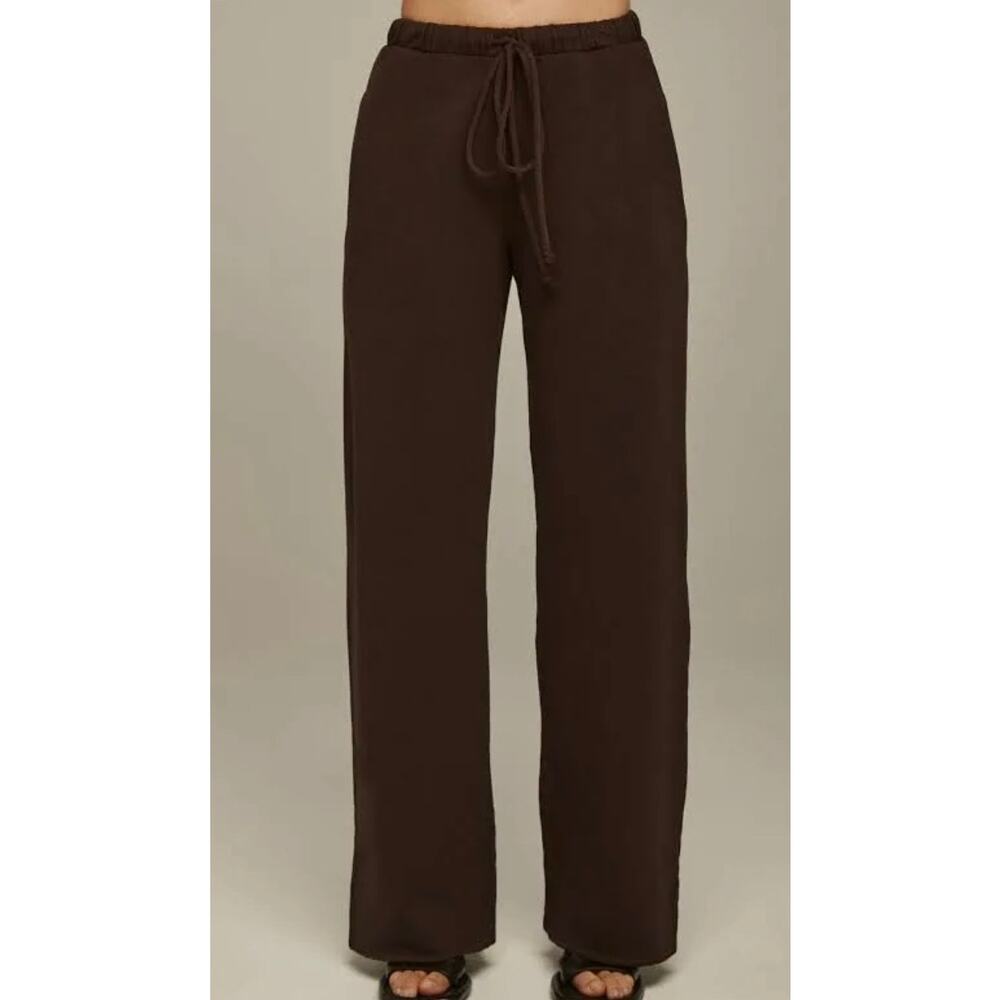 $154 New Lanston Brown Wide Leg Drawstring Sweatpants - Small